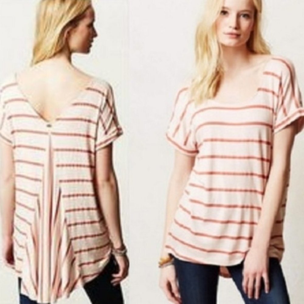 Anthro Pure + Good tail stripe hi/lo hem tee S
